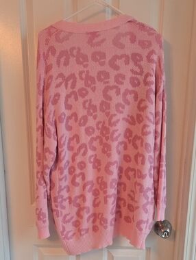 Pink Lily Pink Leopard Print Open Cardigan